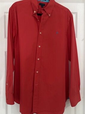 Lilly Pulitzer Men’s Via Palm Beach Red Poplin Colony Shirt Long Sleeve Size L